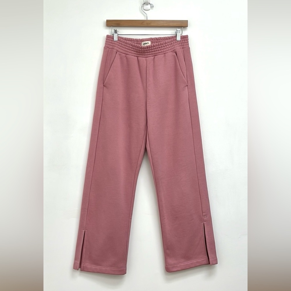 Pact Organic Courtside Classic Wide Leg Fleece Lined Lounge Sweatpants - Medium